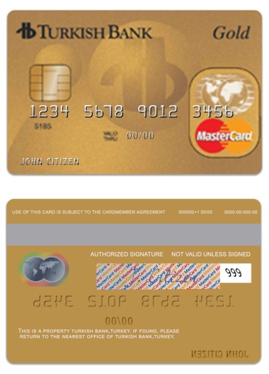 Turkey TurkishBank gold mastercard
